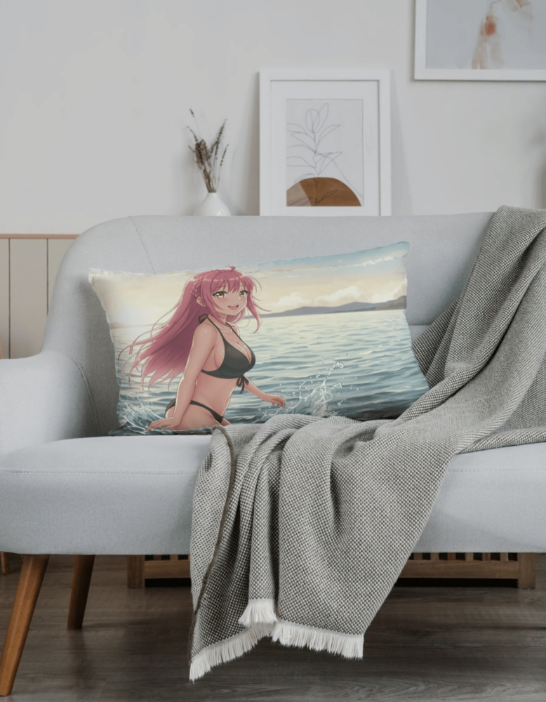 Lirix AI singer decorative pillow - pink hair anime digital art home decor merchandise